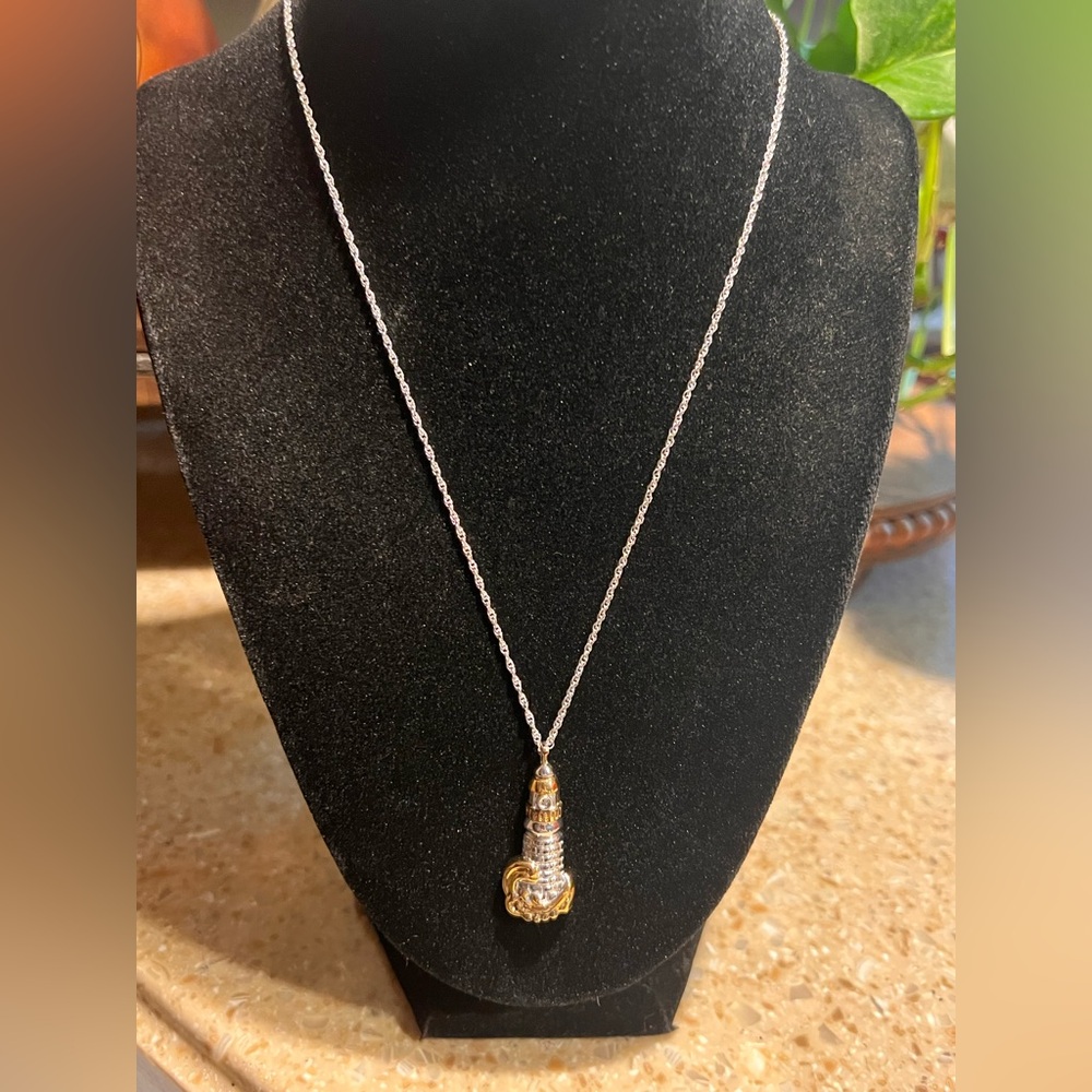 Bradford Exchange Light Of Hope Diamond Lighthouse Necklace Engraved On Back 925